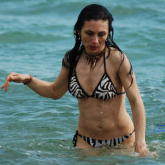 Pic #6 Brunette Legs - Beach, Bikini Voyeur, Brunette