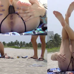 Pic #9 Exhibitionist Wife Alison Topless And Crotchless Thong On Public Beach! - Beach, Brunette, Outdoors, Wife/wives, Amateur
