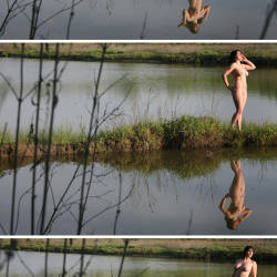 Pic #7 Water Mirror - Nude Girls, Big Tits, Brunette, Outdoors, Amateur