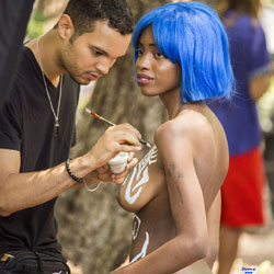 Pic #2 Body Painting - New York City, Second Example - Nude Girls, Big Tits, Ebony, Outdoors