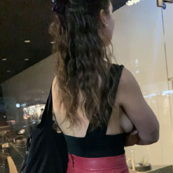Pic #3 Side Boob Sidewalk - Brunette, Public Place