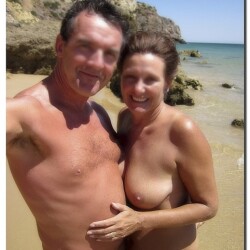 Pic #2 On The Beach - Nude Girls, Beach, Big Tits, Brunette, Outdoors, Beach Voyeur